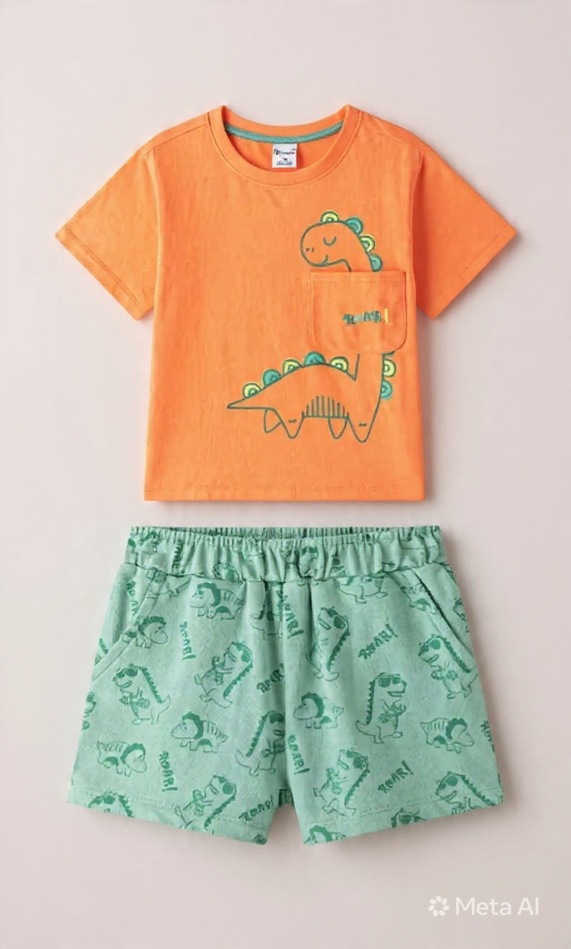 CONJUNTO DINOSAURIO NARANJA