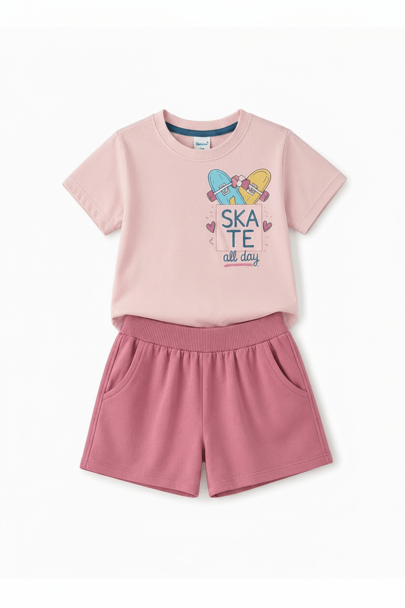 CONJUNTO CAMISETA Y BERMUDA SKATE GRANATE - L&N Kids